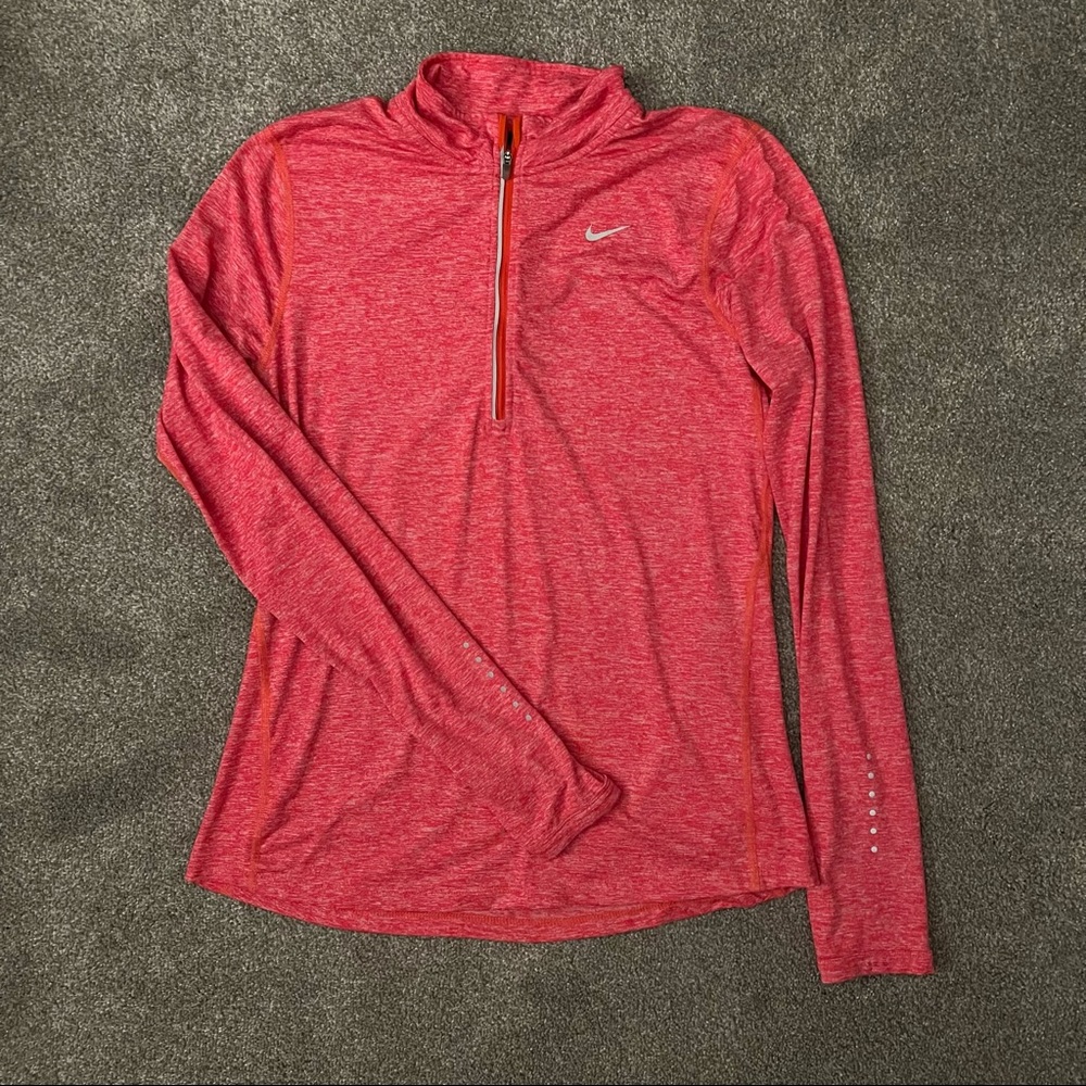 Nike Heathered Red Running Quarter Zip